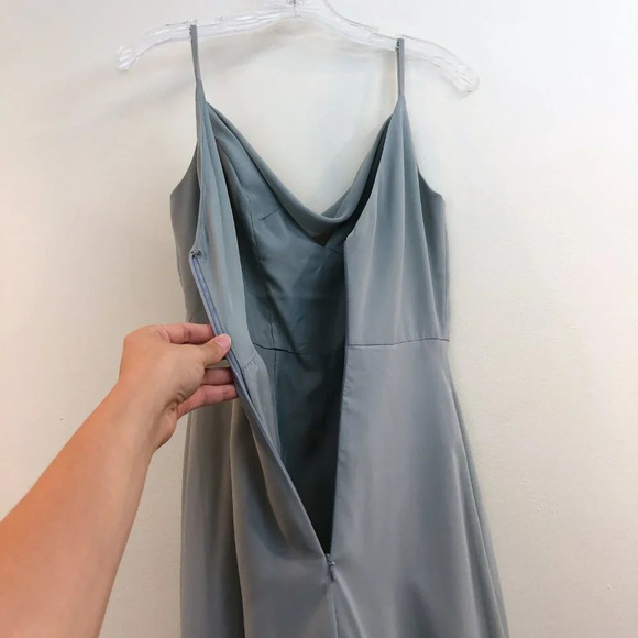 Jenny Yoo Colby Light Blue Scoop Neck Classic Strappy Bridesmaids Maxi Dress 2 - Picture 7 of 11